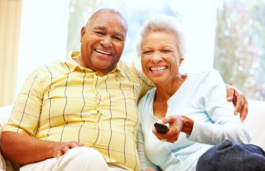 senior man and woman smiling